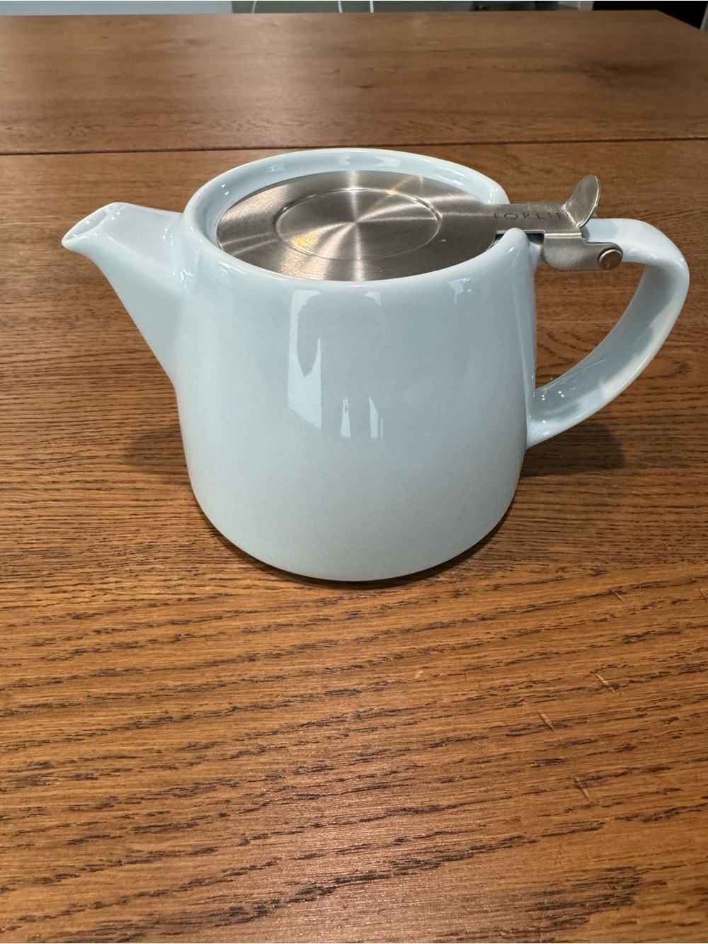 FORLIFE Stump Teapot with Stainless Steel Infuser & Hinged Lid – Light Blue